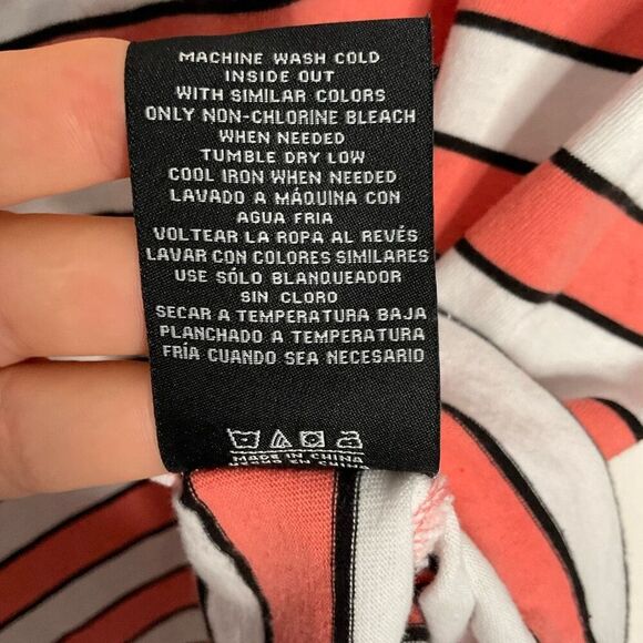 HUF Long Sleeve Shirt Womens Medium Peach Striped Embroidered 100% Cotton‎ - Picture 6 of 8